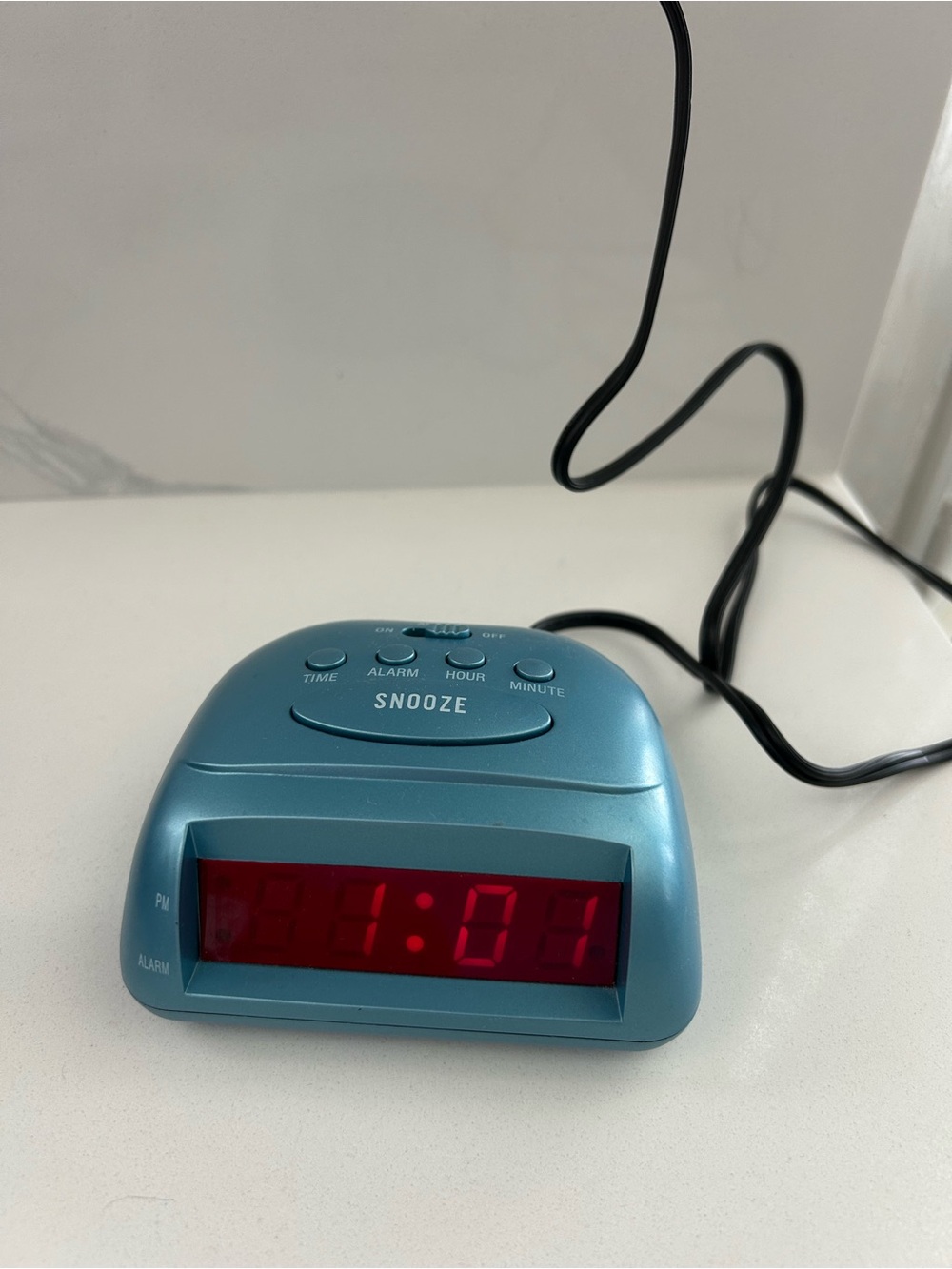 Small Blue Digital Alarm Clock with Snooze